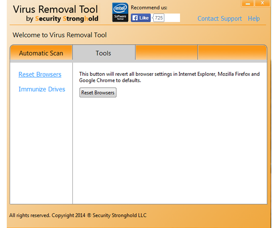 Remove add-ons with Virus Removal Tool