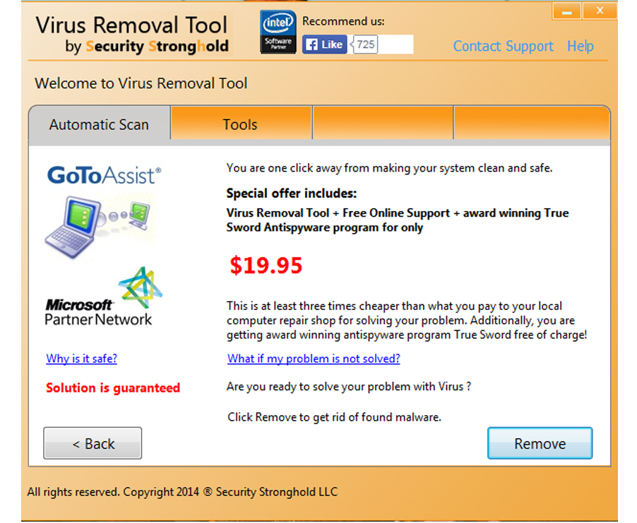 Buy Virus Removal Tool here in order to remove viruses