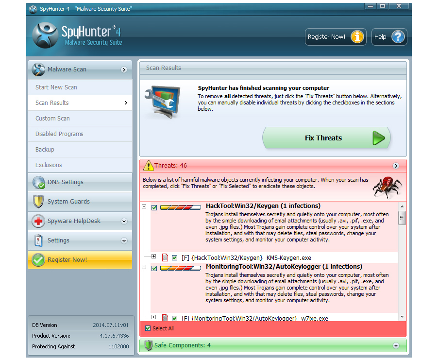 Delete viruses with Spyhunter